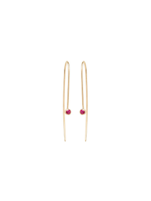 14k Ruby Wire Earrings