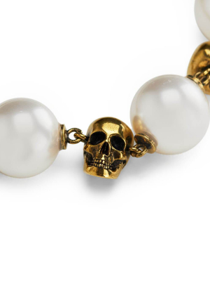 Pearly Skull Chain Bracelet