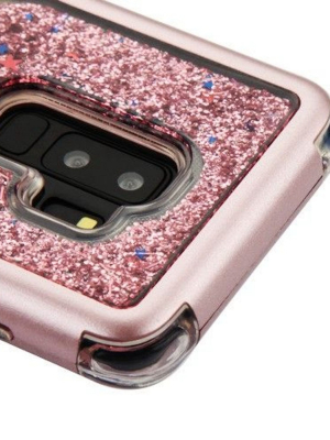 Mybat Tuff Quicksand Glitter Sparkles Liquid Flowing Hard Cover Case For Samsung Galaxy S9 Plus - Rose Gold