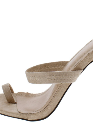 Frida140 Nude Pointed Open Toe Slide On Stiletto Heel