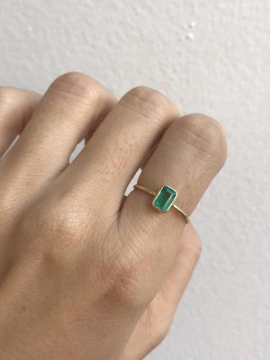 Emerald Cut Emerald Wisp Ring