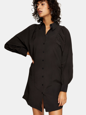 Black Technical Mini Shirt Dress