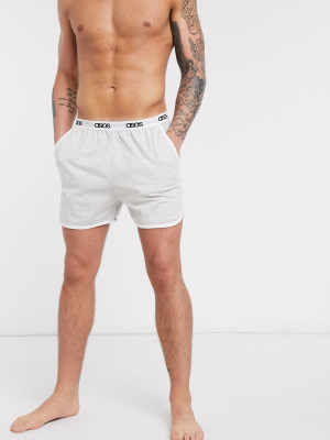 Asos Design Lounge Runner Short In Gray Marl With Contrast Binding And Branded Waistband