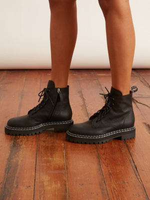 Combat Lace Up Boot In Black