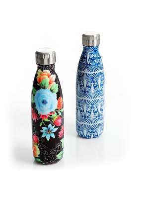 Gibson Home Floral Garden 2 Piece 16 Ounce Double Wall Thermal Bottle Set