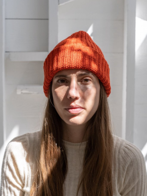 Knit Hat In Burnt Orange