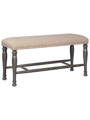 Audberry Double Upholstered Bench Dark Gray - Signature Design By Ashley