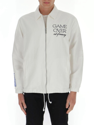 Mcq Alexander Mcqueen Slogan Embroidered Classic Collar Jacket