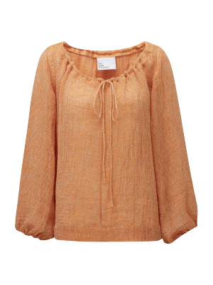 Orange Chios Gauze Peasant Top