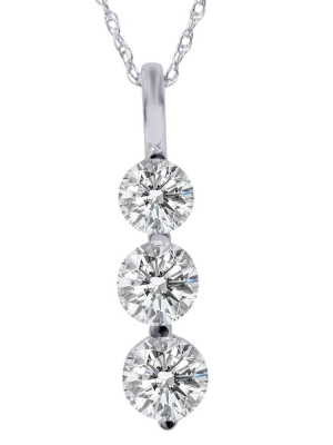 Pompeii3 1ct Three Stone Diamond Pendant 14k White Gold