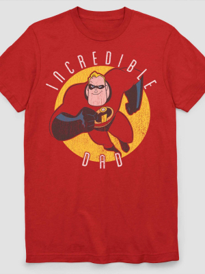 Men's Disney The Incredibles Mr.incredible Dad Short Sleeve Graphic T-shirt - Red