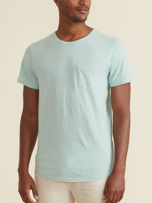 Saddle Hem Pocket Tee In Aqua