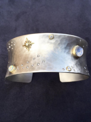 The Opal And Carved Moonstone Sky Cuff
