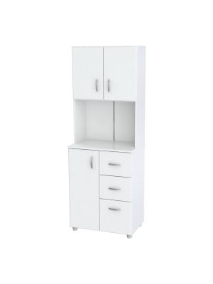 Kitchen Microwave Storage Cabinet White - Inval