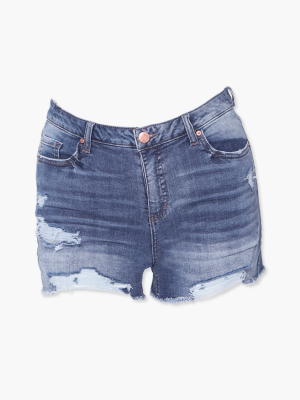 Plus Size Distressed Denim Shorts