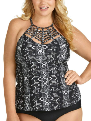 Raisins Boa Tankini Top In Black Y840136-blk