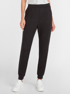 High Waisted Heathered Heavyweight Stretch Knit Jogger Pant