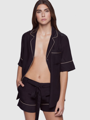 Silk Pj Short Black/champagne