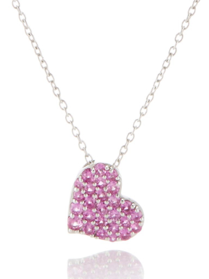 Pink Sapphire Pavé Heart Pendant