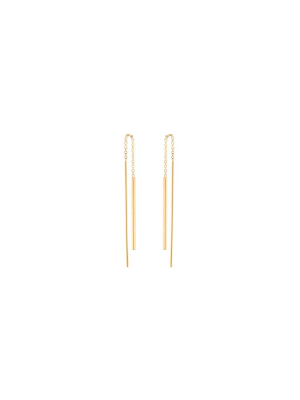 14k Short Bar Threader Earrings