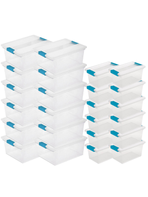 Sterilite Deep Clip Box Container (12 Pack) W/ Medium Clip Box, Clear (12 Pack)