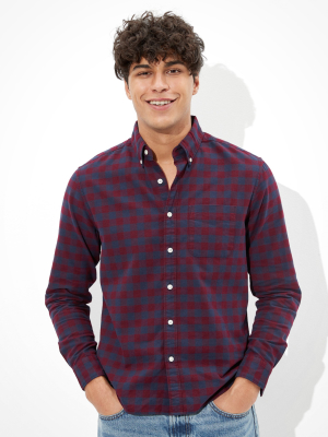 Ae Plaid Brushed Oxford Button Up Shirt