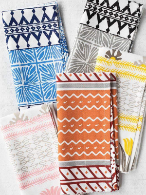 Vietri Viva Bohemian Linens Napkins - Gray & Yellow - Set Of 4