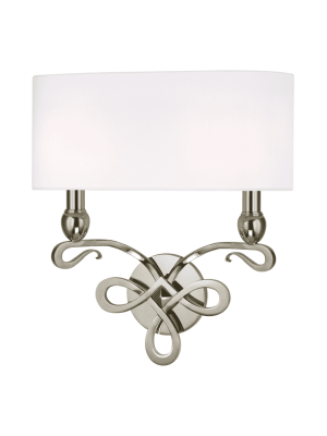 Pawling 2 Light Wall Sconce Polished Nickel