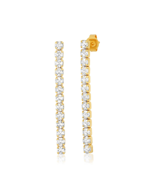 Tai Clear Cz Single Linear Drop Earrings