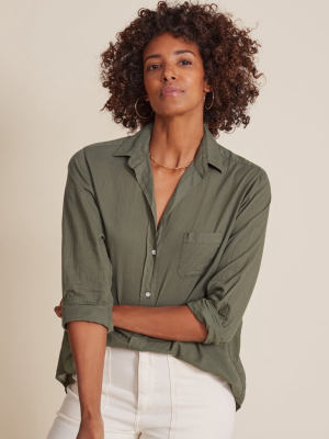 The Hero Button-up Shirt Army Green, Tissue Cotton