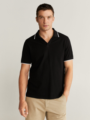 Contrast-edge Cotton Polo Shirt