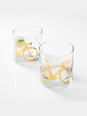 Vital Industries Gold Rocks Glass - Bicycle