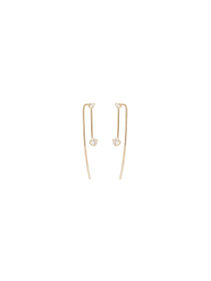 14k Mixed Prong Set Diamond Wire Earrings