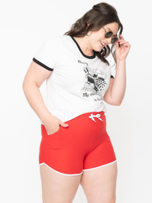 Plus Size Red Dolphin Shorts