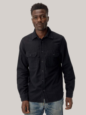 Black Brushed Flannel Two Pocket Shirt