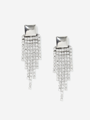 **square Rhinestone Drop Earrings