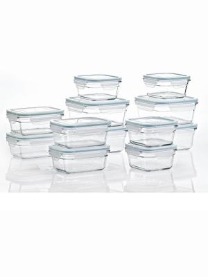Glasslock 24 Piece Oven Microwave Safe Glass Food Storage Containers Set W/ Lids