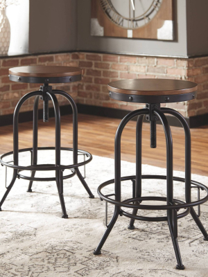 Set Of 2 Valebeck Tall Swivel Barstools Bark - Signature Design By Ashley