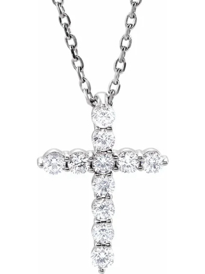 Pompeii3 1/4 Ct Diamond Cross Pendant Necklace 18" 14k White Gold Ex3 Lab Created