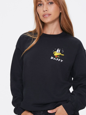 Daffy Duck Embroidered Graphic Pullover