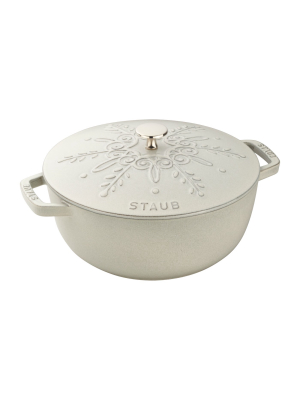 Staub Cast Iron 3.75-qt Essential French Oven With Snowflake Lid - White Truffle