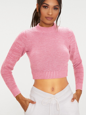 Rose Ribbed Cropped Knitted Sweater