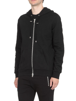 Balmain Logo Print Zipped Hoodie