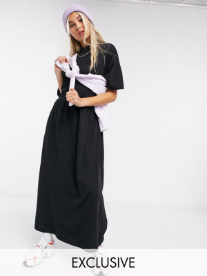 Collusion Maxi Smock Dress In Black