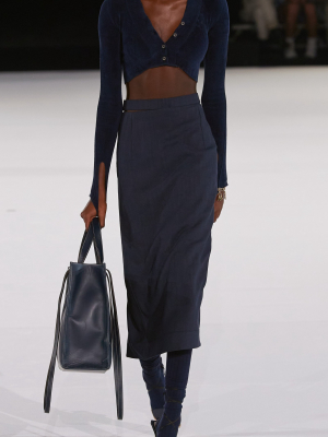 Valerie Cutout Linen-blend High-rise Midi Skirt