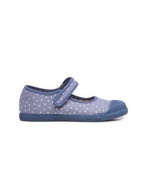 Girls' Childrenchic® Canvas Mary Jane Captoe Sneakers In Blue Dots