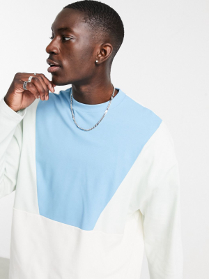 Asos Design Oversized Long Sleeve Cut And Sew In Pastel