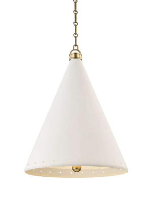 Plaster No.1 Two Light Large Pendant Aged Brass / White Plaster