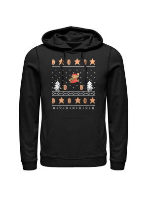 Men's Nintendo Ugly Christmas Mario Coin Pull Over Hoodie