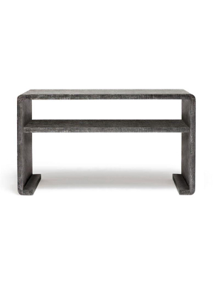 Gustav Console Charcoal Faux Linen